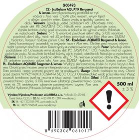ECOBALSAM AQUATIX koncentrát na ruční mytí nádobí - bergamot&lemon 500ml s pumpičkou Dedra