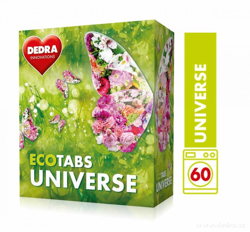 Dedra Prací tablety na bílé i barevné prádlo ECOTABS UNIVERSE koncentrované 60 ks