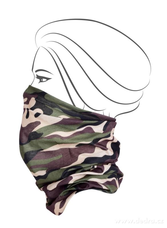 Multifunkční šátek nejen na sport - khaki maskáčový Dedra