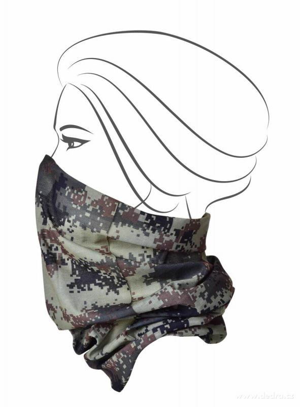 Multifunkční šátek nejen na sport - khaki maskáčový 2 Dedra