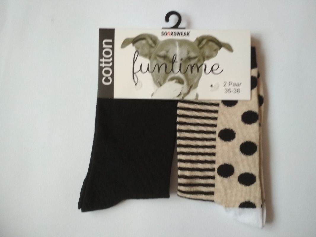 Dámské ponožky puntík a proužek černo-béžové - 2 páry Sockswear