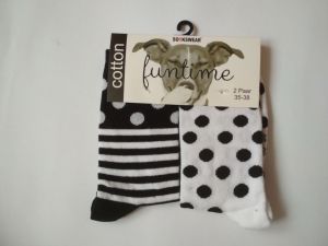 Dámské ponožky puntík a proužek černo-bílé - 2 páry Sockswear