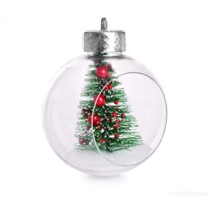 Vánoční ozdoba - koule s vnitřní dekorací 2ks stromeček Dedra