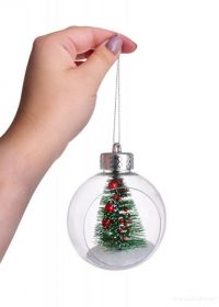 Vánoční ozdoba - koule s vnitřní dekorací 2ks stromeček Dedra