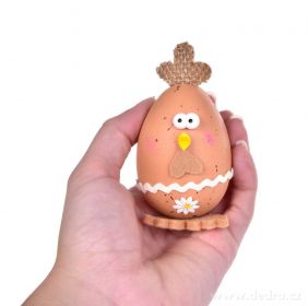 Velikonoční závěsná dekorace vajíčko - kuřátko přírodní 2ks Dedra