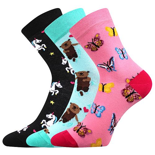 Veselé dívčí ponožky 057-21-43 11 mix C Boma - 3 páry