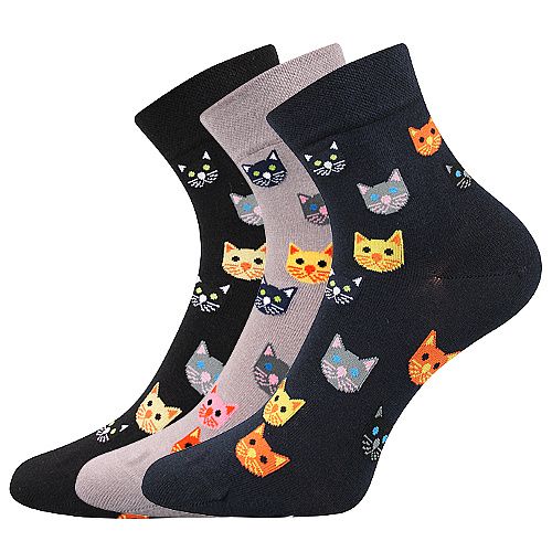 Dívčí - dámské ponožky Felixa kočky - 3 páry BOMA