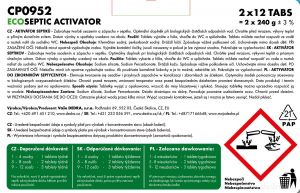 Eko aktivátor septiků - Eko septic activator 1 + 1 2*12 tablet Dedra