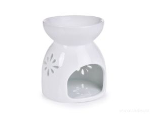 Keramická aromalampa s krajkovým dekorem, lesklá bílá, květy Vaše Dedra, s.r.o.