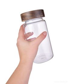 Skleněná dóza s akáciovým víkem ACACIA & BOROSIL GLASS GoEco 580ml Dedra