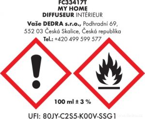 Tyčinkový difuzér MY HOME PARFUMIA 100ml Dedra