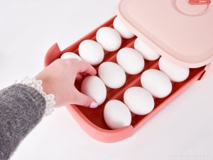 Úložný box na vajíčka VEJCOPÁD až na 18ks vajec, růžový Dedra
