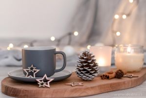 Vánoční dekorace - 12ks dřevěných ozdob se stříbrným finišem Dedra
