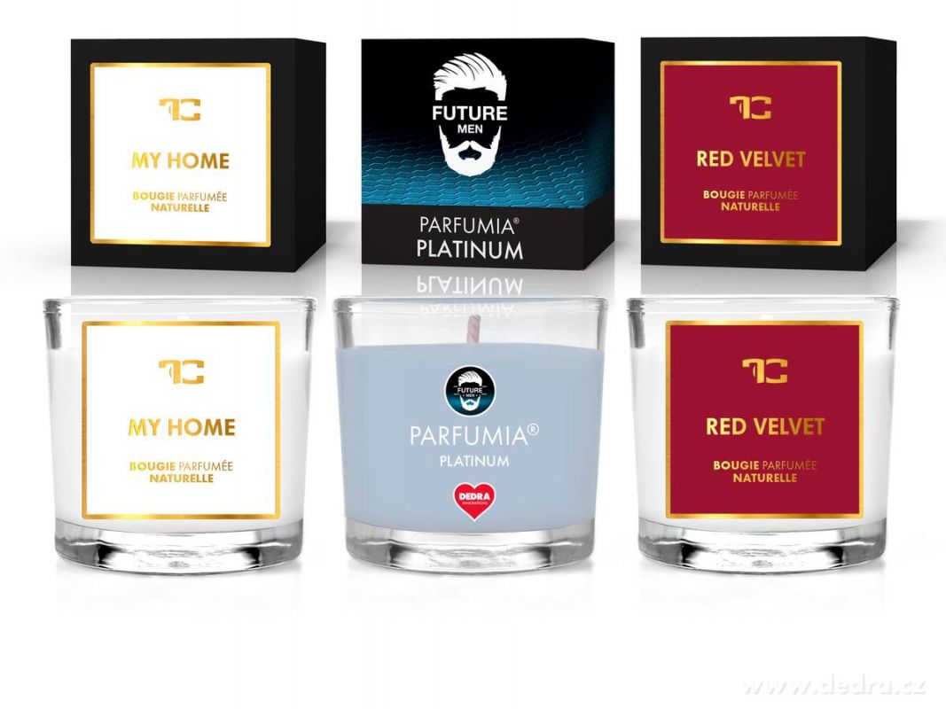 Votivní sada 3k sójových vonných EKO svíček PARFUMIA® řady LEGENDS & GOLD LINE, 3x55ml Vaše Dedra, s.r.o.