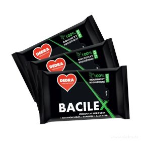 Sada 2+1 ZDARMA 3x10ks vlhčené hygienické ubrousky BACILEX s aktivním bambusovým uhlím a aloe vera Dedra