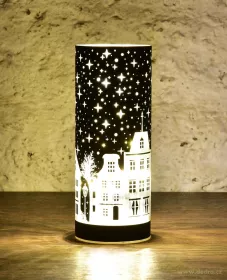 Skleněný svícen s led osvětlením, matný černý 20cm