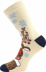 Veselé vánoční ponožky RUDY I. Boma smetanová