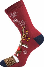 Veselé vánoční ponožky RUDY I. Boma vínová