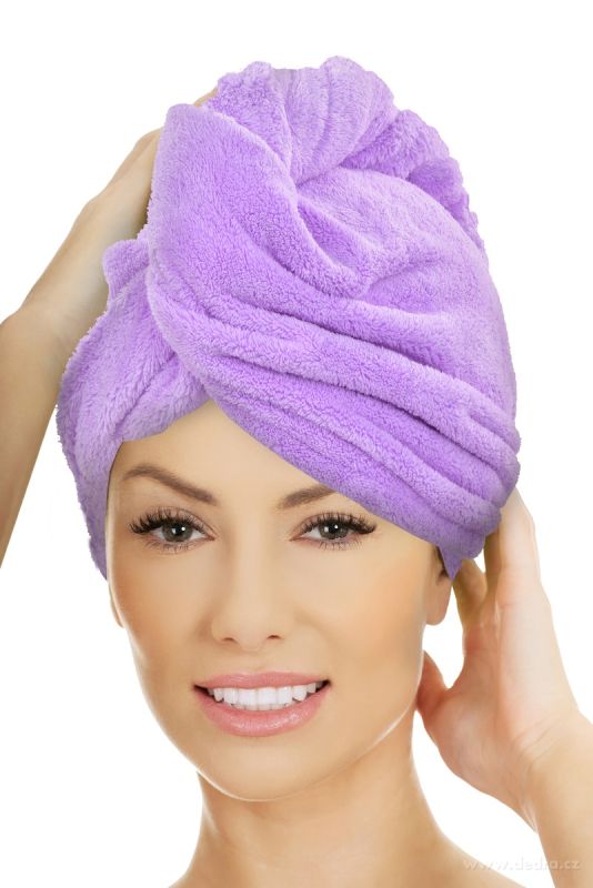 XL Turban na vysoušení vlasů - fialový Dedra