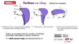 Turban na vysoušení vlasů - tyrkysový Dedra